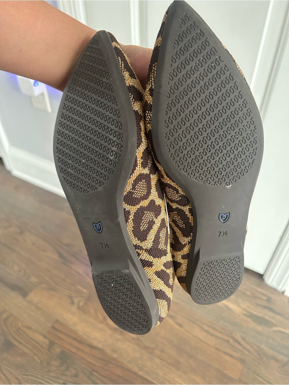 Rothy's Leopard-Print Pointed Toe Flats - Brown & Tan - Picture 3 of 4